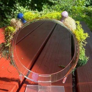 Blue & Purple Crystal Mushroom metal Headband with Moss